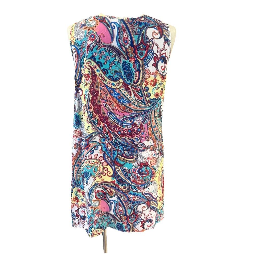 Spedse Blouse Top Womens Medium Multicolor Paisley Sleeveless Round Neck - Picture 4 of 8